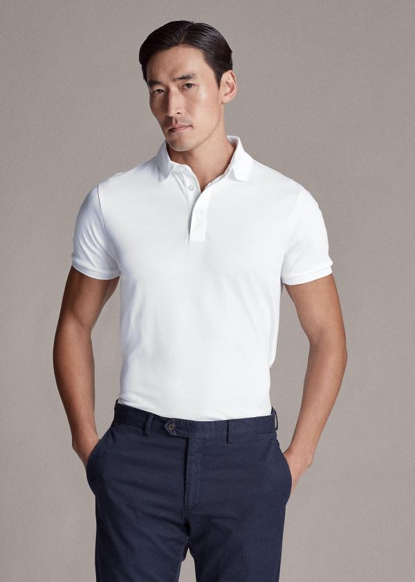 Men's Ralph Lauren Custom Slim Fit Interlock Polos | 015876NRM